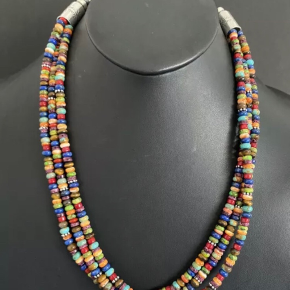 Sterlingsilver Multistrand Multistone Beadnecklace - image 1